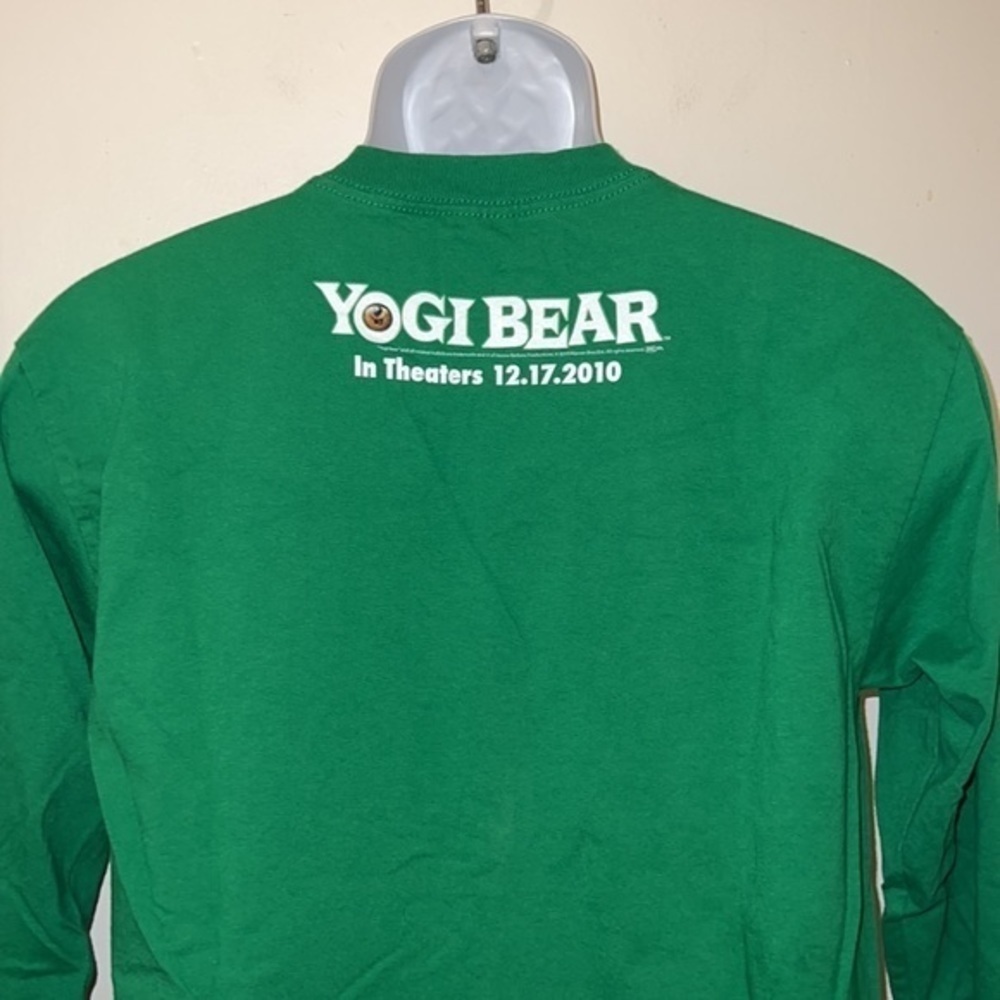 Youth Unisex Vintage 2010 Yogi Bear/The Movie Green Long Sleeved Graphic Tee - Picture 8 of 10